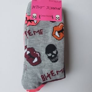Betsey Johnson Halloween socks Skulls, Roses, Vampire Lips